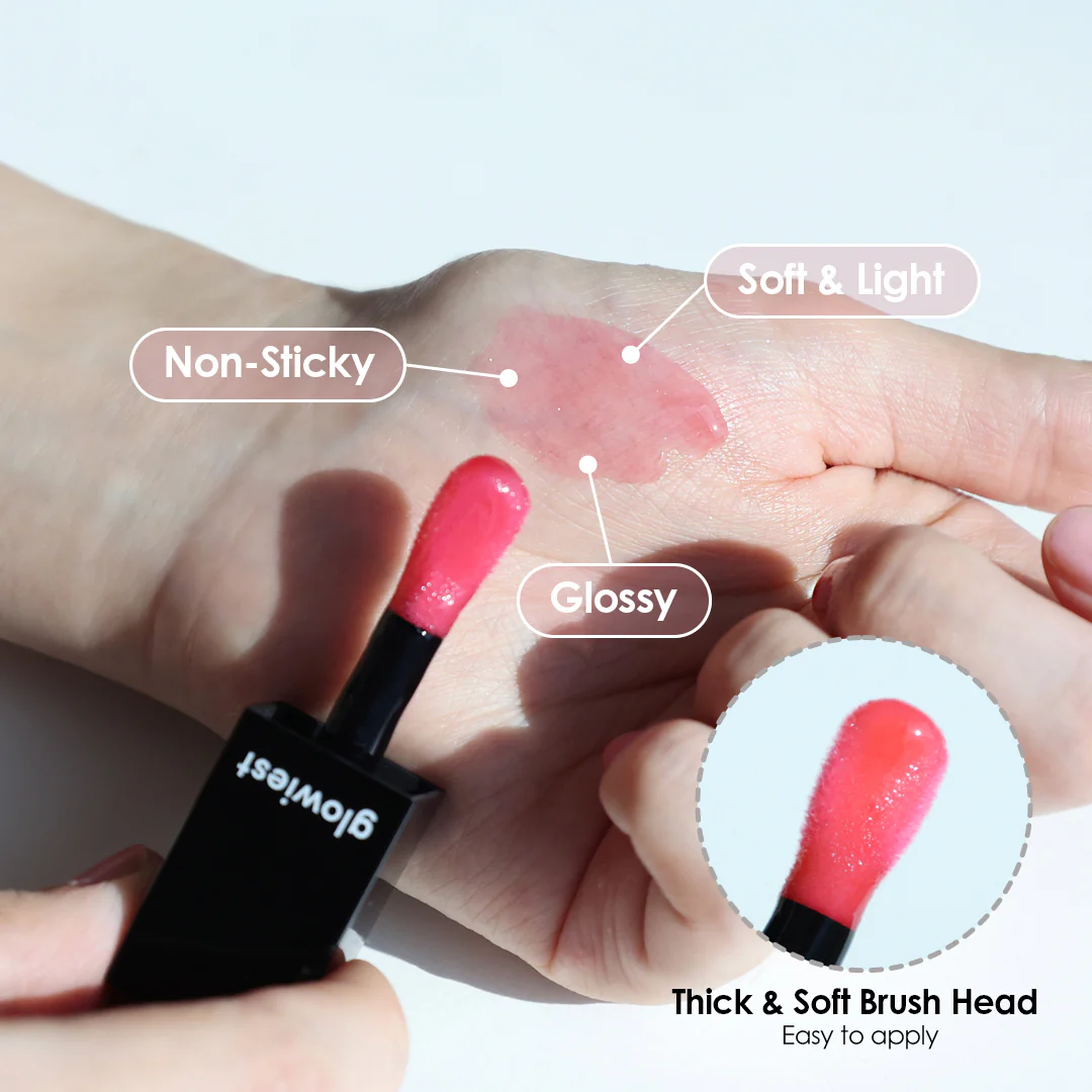 glowiest Effortless Glow Lip Oil - 001 Red Rose (0.17 fl.oz.) l Set of 2 - Image 5