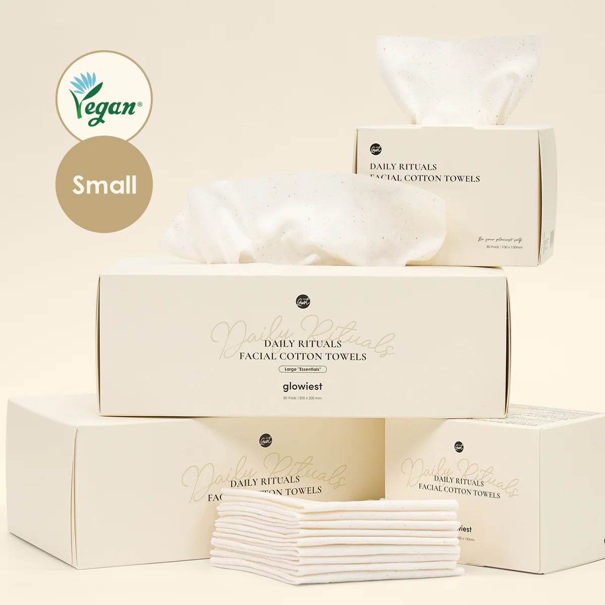 glowiest Daily Ritauls Facial Cotton Towels - Small Essentials 80 Pads - Image 2