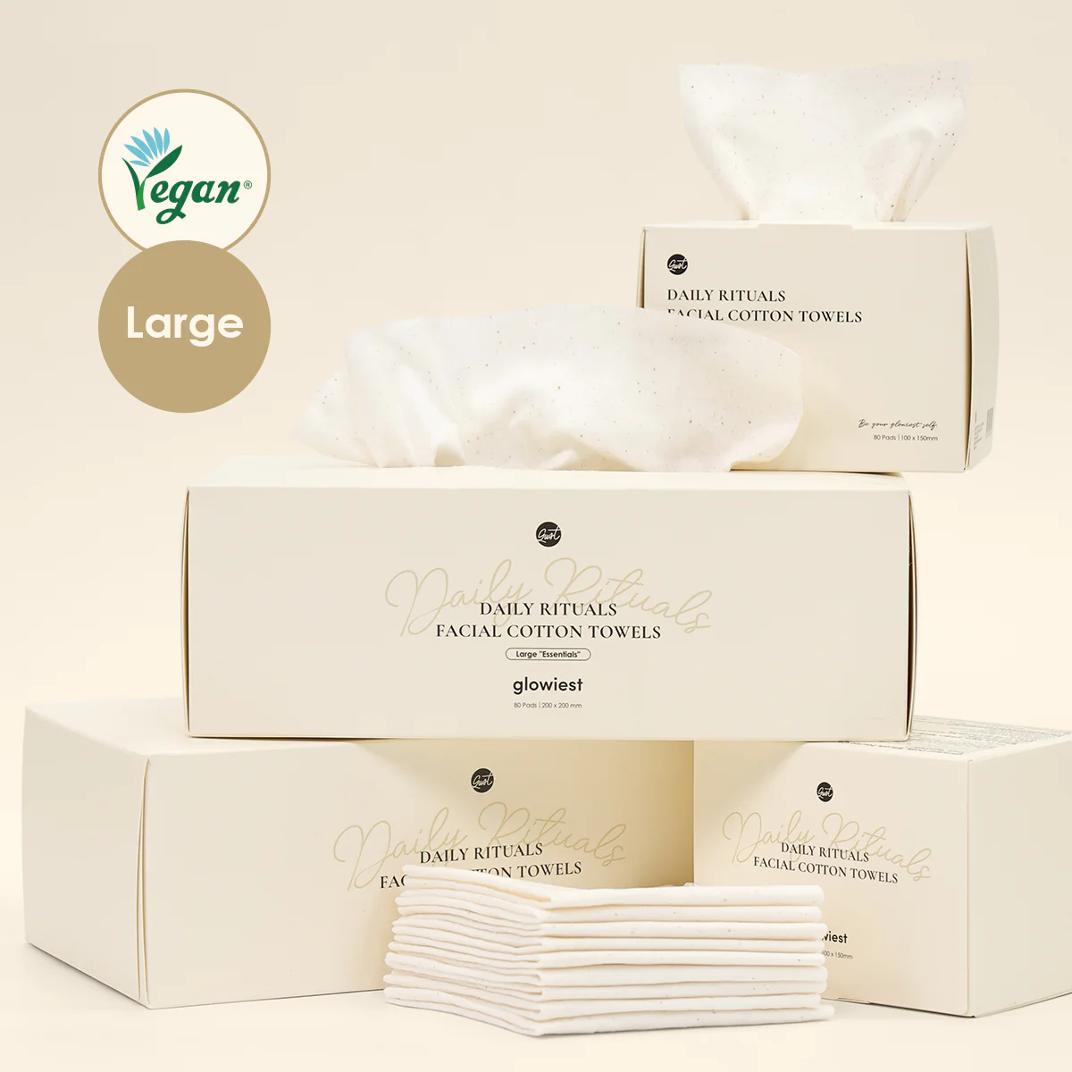 glowiest Daily Rituals Facial Cotton Towels - Large Essentials 80 Pads - Image 2