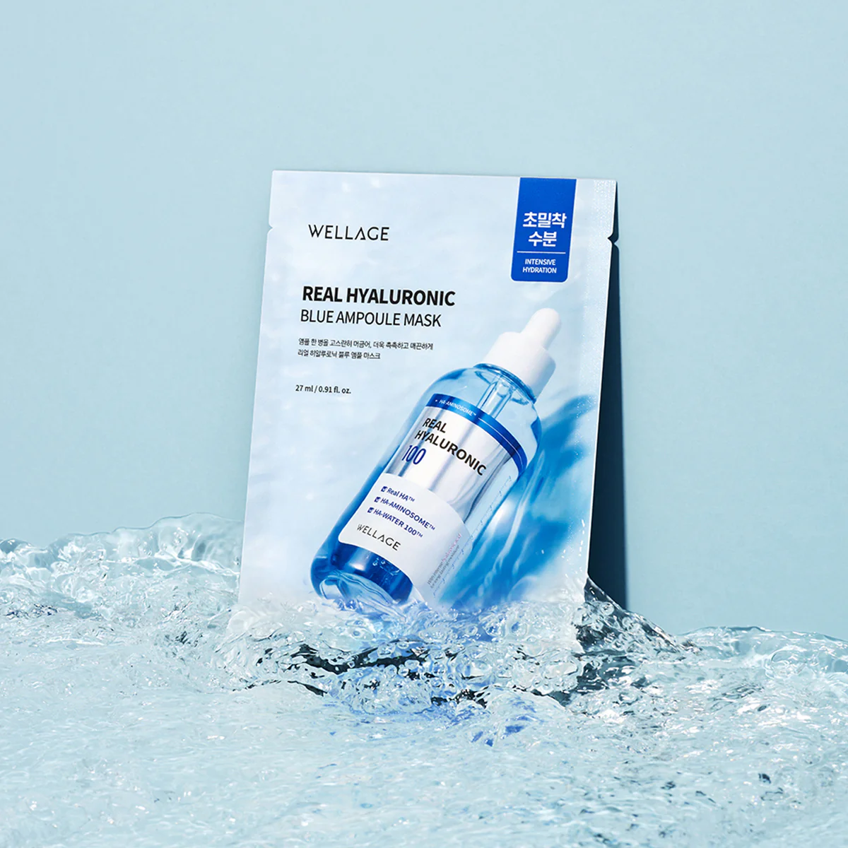 WELLAGE Real Hyaluronic Blue Ampoule Mask 27ml / 0.91 fl.oz. *5ea - Image 3