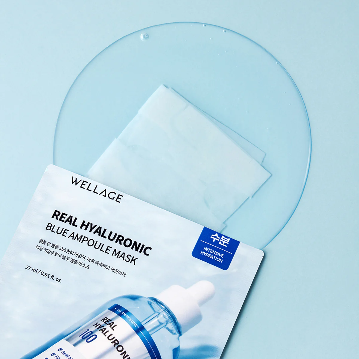 WELLAGE Real Hyaluronic Blue Ampoule Mask 27ml / 0.91 fl.oz. *5ea - Image 4